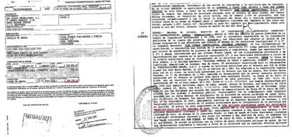 Recibo bancario de la venta del terreno (izquierda) y certificación del registro de la propiedad donde consta que el exalcalde Francisco Rodríguez vende la parcela a una filia de Copasa