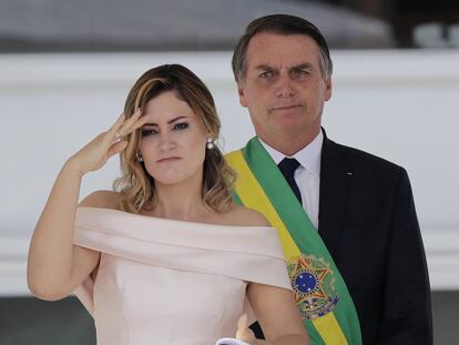 Jair Bolsonaro y su mujer, Michelle, durante la toma de posesión del presidente de Brasil.