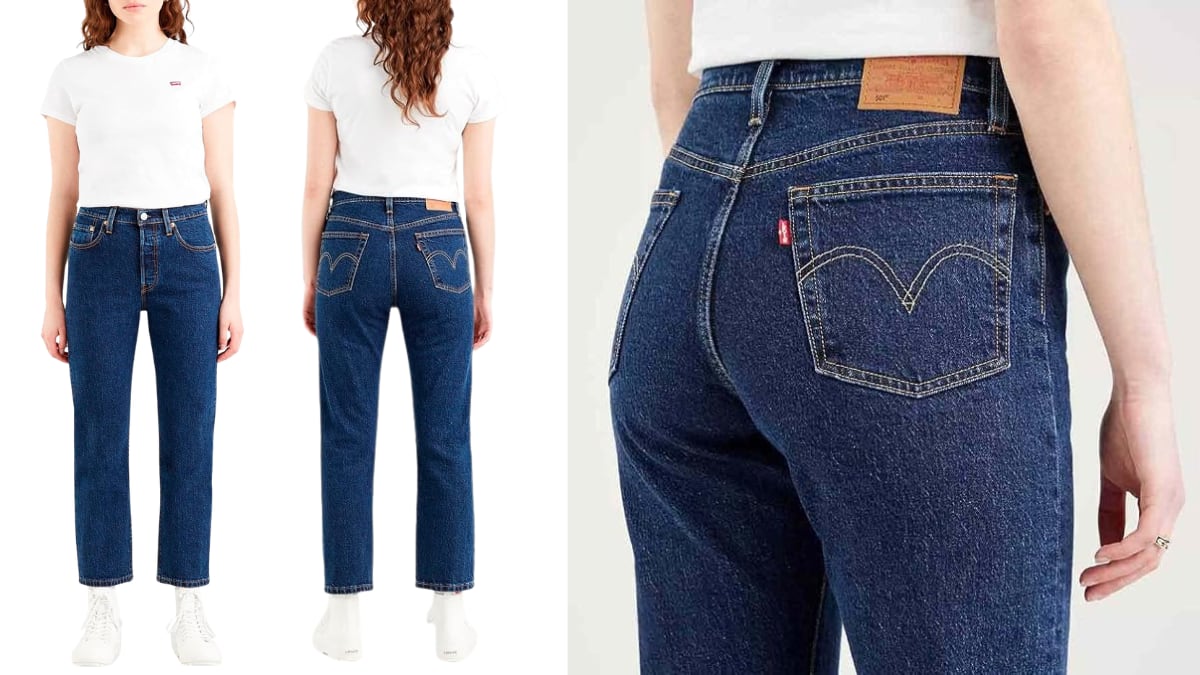 Vaqueros rectos con corte cropped Levi’s para mujer.