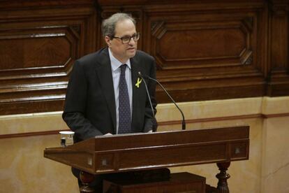 Quim Torra durant el seu discurs al Parlament.