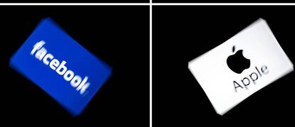 Logos de Facebook y Apple. 