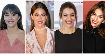 Las cantantes Aitana Ocaña, Tini Stoessel, Ana Guerra y Greeicy Rendón.