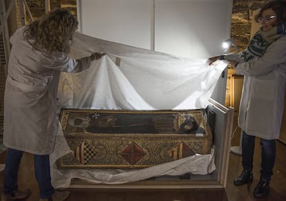 Caja mortuoria de Isabel de Aragón, una de las piezas que permanecían en el Museo de Lleida y que ahora están en Sijena.