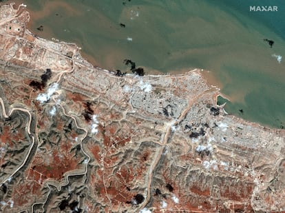A satellite image shows the aftermath of the floods in Derna, Libya September 13, 2023.
