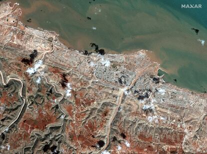 A satellite image shows the aftermath of the floods in Derna, Libya September 13, 2023.