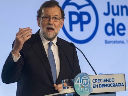 El president del Govern, Mariano Rajoy, durant la Junta Directiva del PP de Catalunya.