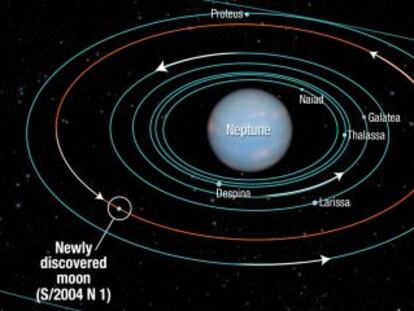 Este diagrama de la NASA muestra las órbitas de varios satélites situados cerca de Neptuno.