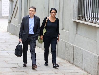 Anna Gabriel, exdiputada de la CUP, llega al Tribunal Supremo este miércoles para declarar.