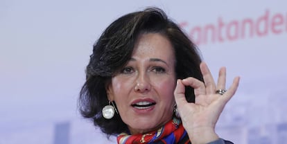 La presidenta del Banco Santander, Ana Botín, durante la presentación de los resultados de 2019.