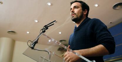 El líder de IU, Alberto Garzón, en el Congreso.