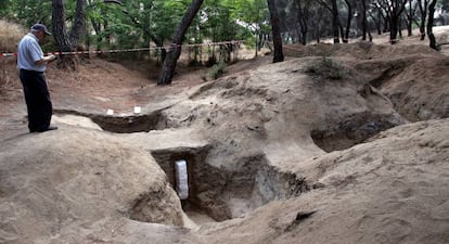 Trinchera excavada en la Ciudad Universitaria.