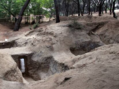 Trinchera excavada en la Ciudad Universitaria.