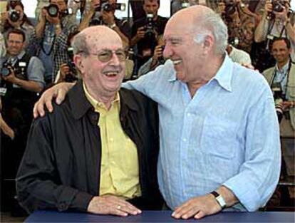 Manuel de Oliveira (a la izquierda) y Michel Piccoli, ayer en Cannes.