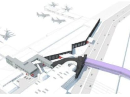 Infografia da ponte que unirá os dois aeroportos