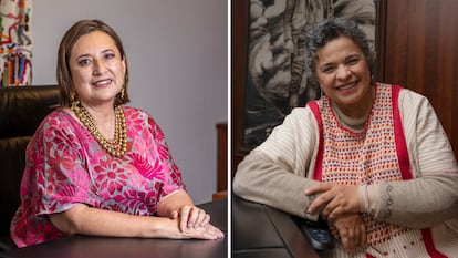 Xóchitl Gálvez y Beatriz Paredes, aspirantes a la candidatura presidencial del Frente Amplio por México.