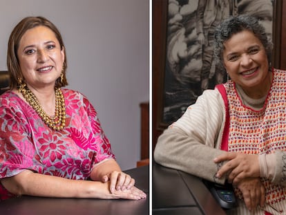 Xóchitl Gálvez y Beatriz Paredes,  aspirantes a la candidatura presidencial del Frente Amplio por México.