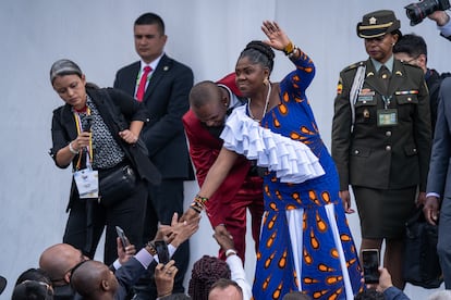 Francia Márquez, vicepresidenta electa de Colombia, centro, durante la ceremonia de posesión, el pasado 7 de agosto.