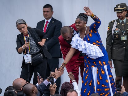 Francia Márquez, vicepresidenta electa de Colombia, centro, durante la ceremonia de posesión, el pasado 7 de agosto.