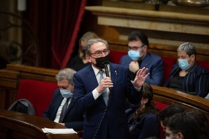 Jaume Giró, el 6 de abril en el pleno del Parlament.