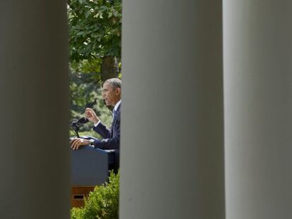 Barcak Obama durante el discurso de este sábado, 31 de agosto.