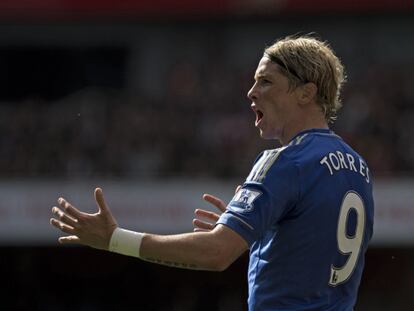 Fernando Torres celebra su gol ante el Arsenal.