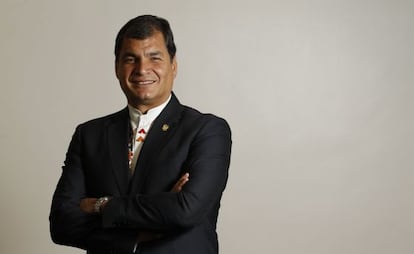 El presidente de Ecuador, Rafael Correa, tras la entrevista en Madrid el pasado jueves.