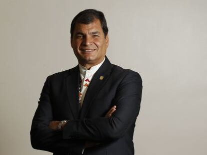 O presidente do Equador, Rafael Correa, depois da entrevista em Madri na quinta-feira passada.