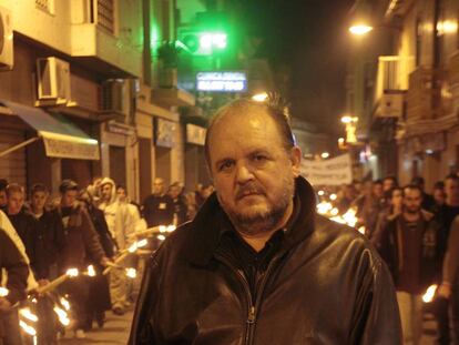 Jos&eacute; Luis Roberto, l&iacute;der de Espa&ntilde;a 2000, en una manifestaci&oacute;n ultra en Paiporta (Valencia) en el a&ntilde;o 2009.