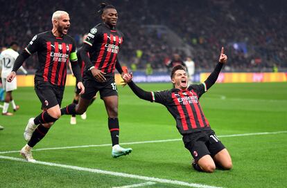 Brahim Diaz celebra el gol de la victoria del Milan ante el Tottenham en los octavos de final de la Champions