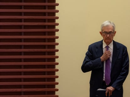 El presidente de la Reserva Federal de Estados Unidos, Jerome Powell, el pasado 3 de abril en la Universidad de Stanford (California).