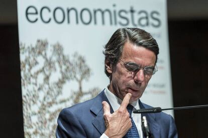 El expresidente del Gobierno y presidente de la Fundaci&oacute;n FAES, Jos&eacute; Mar&iacute;a Aznar, durante una conferencia.