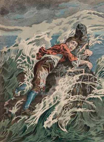 Una ilustración de una edición francesa de 1900 de <i>Robinson Crusoe.</i>