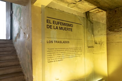 Museografía al interior de una de las salas que alberga hoy la antigua ESMA.