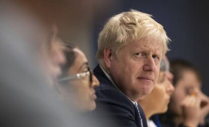 El primer ministro británico, Boris Johnson, el pasado jueves durante una visita a un centro de entrenamiento policial.