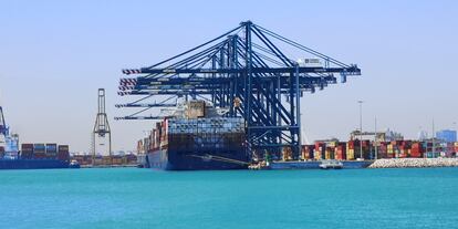 El portacontenedores MSC Le Havre, que ha llegado este martes al Puerto de Valencia procedente del canal de Suez.