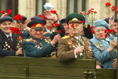 Veteranos rusos de la Segunda Guerra Mundial, durante el desfile en Moscú.