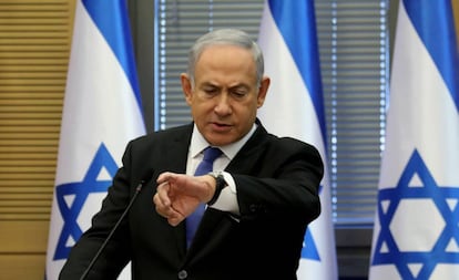 El primer ministro israelí, Benjamín Netanyahu, el miércoles en el Parlamento.