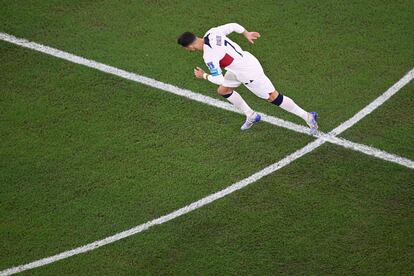 Sprint de Cristiano Ronaldo antes del partido contra Corea del Sur. 