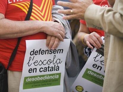 Manifestaci&oacute; a favor de l&#039;escola catalana a Matar&oacute;.