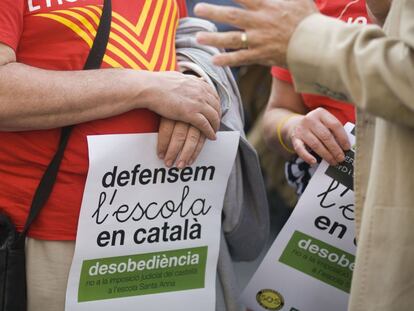 Manifestaci&oacute; a favor de l&#039;escola catalana a Matar&oacute;.