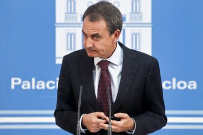 José Luis Rodríguez Zapatero, durante su comparecencia en La Moncloa.