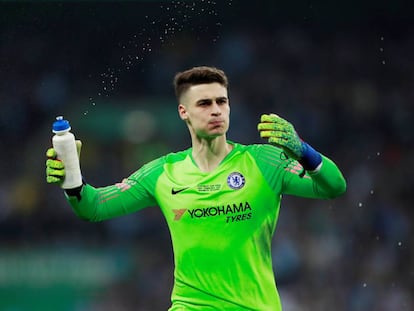 Kepa, durante el partido contra el Manchester City.