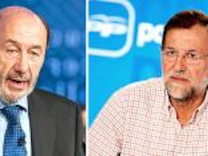 Los candidatos de PSOE y PP, Alfredo Pérez Rubalcaba y Mariano Rajoy