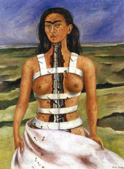 <i>La columna rota,</i> uno de los autorretratos de Frida Kahlo.