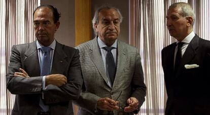 Vicente Simó, presidente de Pro Banco de Valencia, este lunes con Maldonado y Rodríguez.