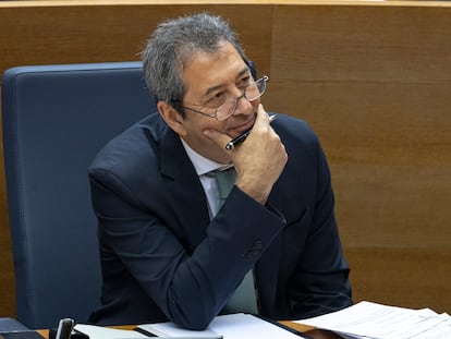 El vicepresidente primero del Consell y consejero de Cultura, Vicente Barrera, en las Cortes Valencianas en septiembre.