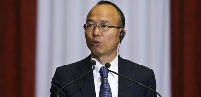 Guo Guangchang, durante una rueda de prensa en Lisboa. 