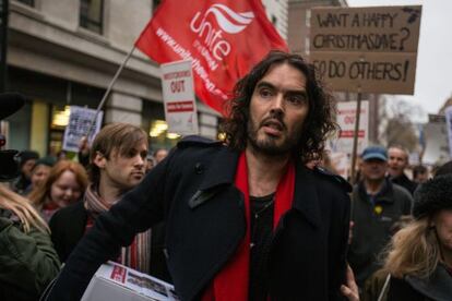 Russell Brand, en una protesta el pasado 1 de diciembre en Londres.