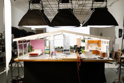 The set of Barbie's house where videos for BarbieStyle, the doll's Instagram channel, are shot.