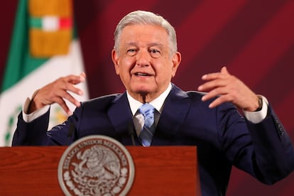 presidente de México, Andrés Manuel López Obrador, durante su conferencia matutina de este lunes.